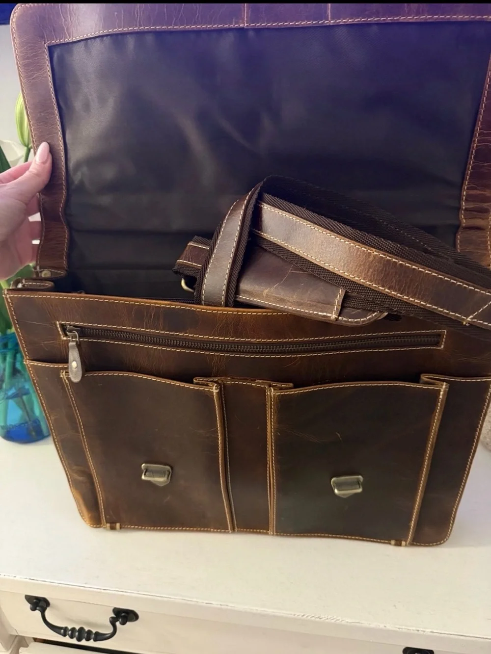 Brown Leather Briefcase - Classic Men's Bag